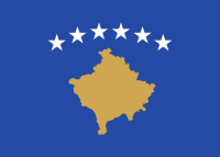 Bandera de la Rep&uacute;blica de Kosovo. Cada estrella representa los distintos grupos &eacute;tnicos que la componen